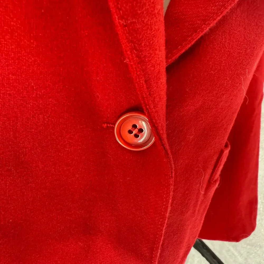 Vintage Red Wool Blend Blazer By Chimney Ridge With Button Closure & Pockets Wom - Picture 3 of 10